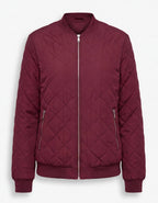 Women’s Quilted Bomber Jacket with Zip Front