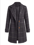 Women’s Plaid Longline Button-Up Coat