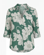 Women’s Breathable Floral Button-Down Blouse