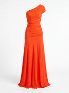 Women’s One-Shoulder Draped Maxi Evening Dress
