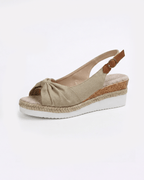 Women’s Platform Wedge Sandals- Knotted Slingback