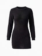 Women’s Ribbed Knit Mini Dress with Long Sleeves