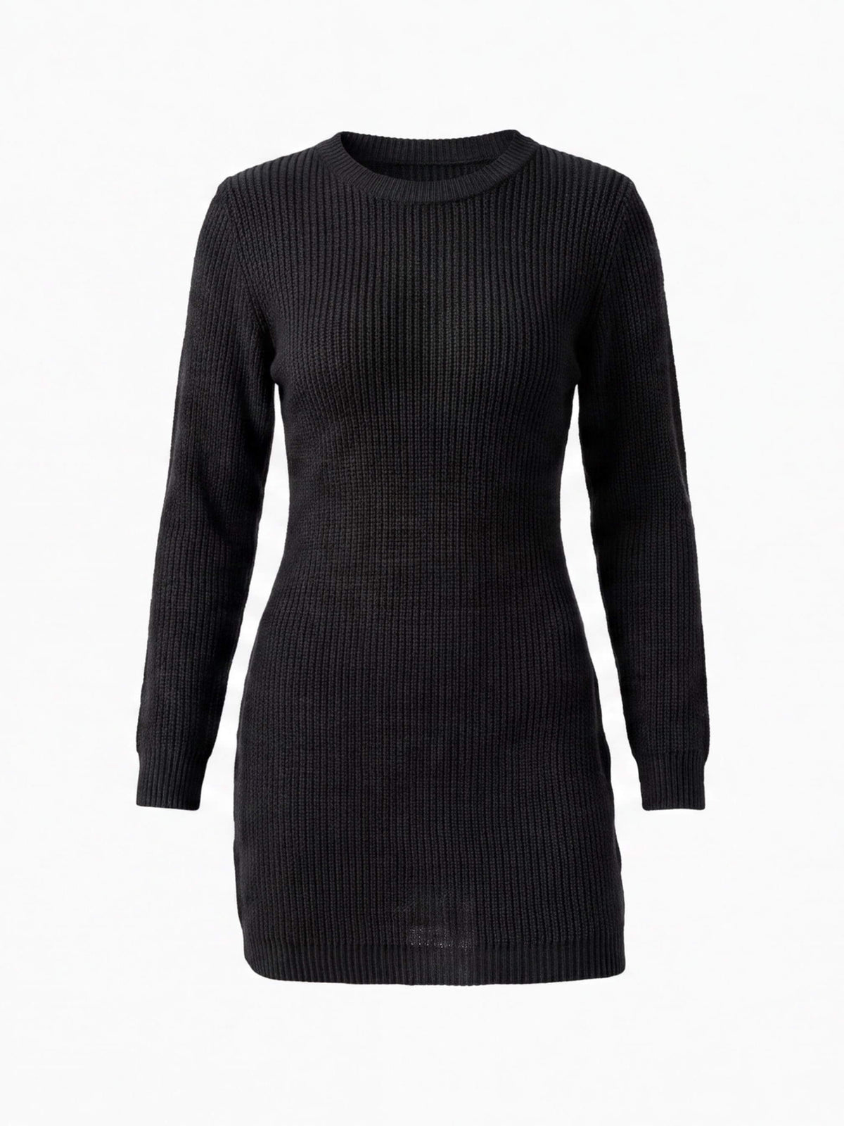 Women’s Ribbed Knit Mini Dress with Long Sleeves