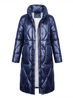 Women’s Long Quilted Puffer Coat with High Collar