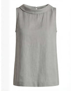 Women’s Elegant Sleeveless Top with Roll Collar