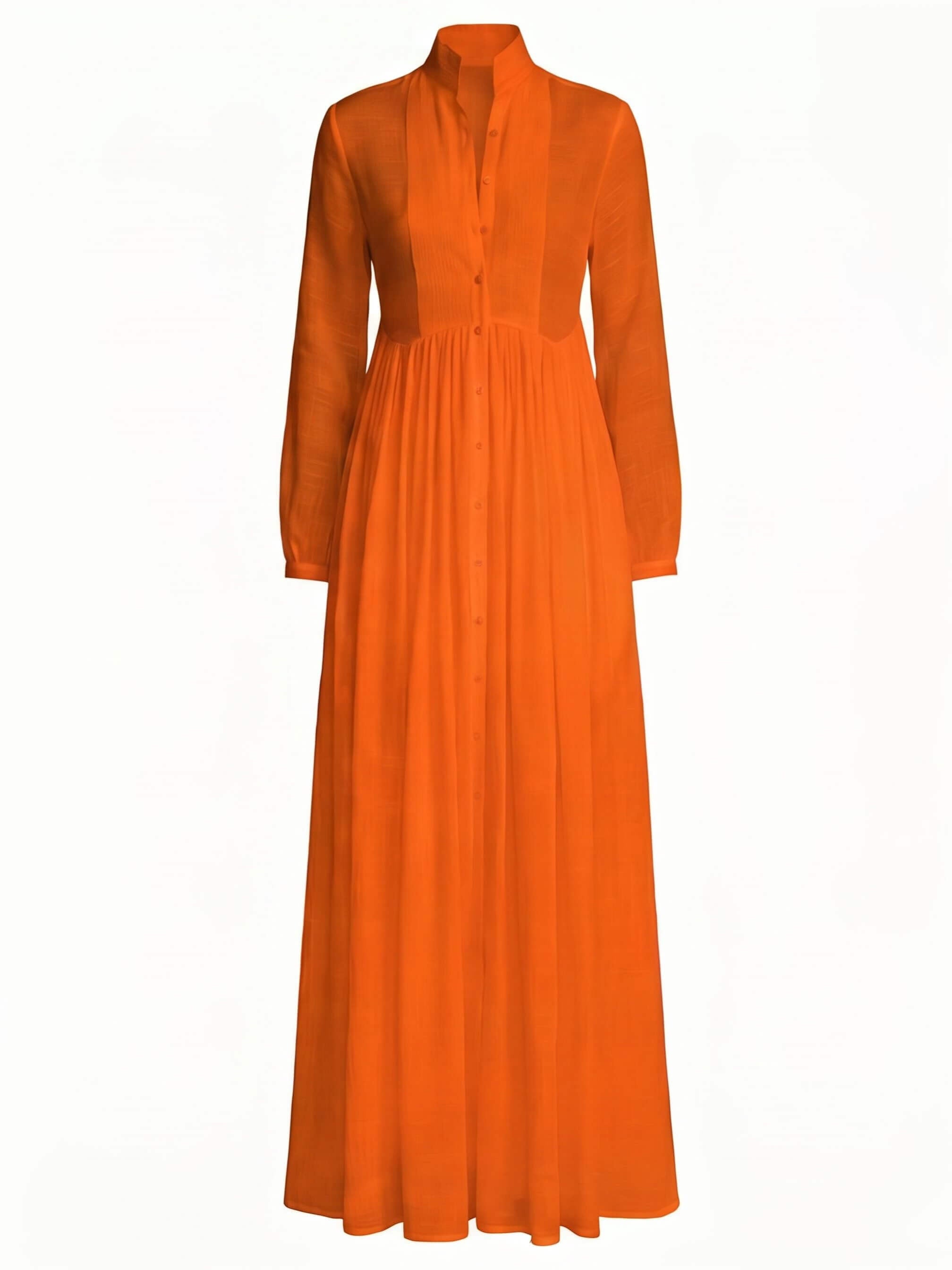 Women’s Button Front Pleated Maxi Shirt Dress
