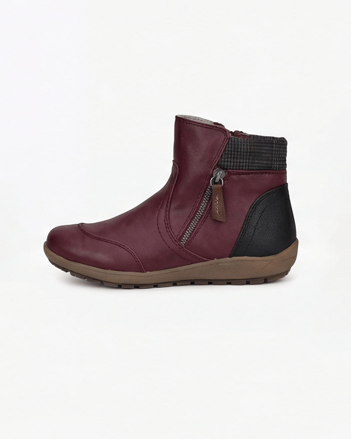 Women’s Ankle Boots- Knit-Cuff Side-Zip