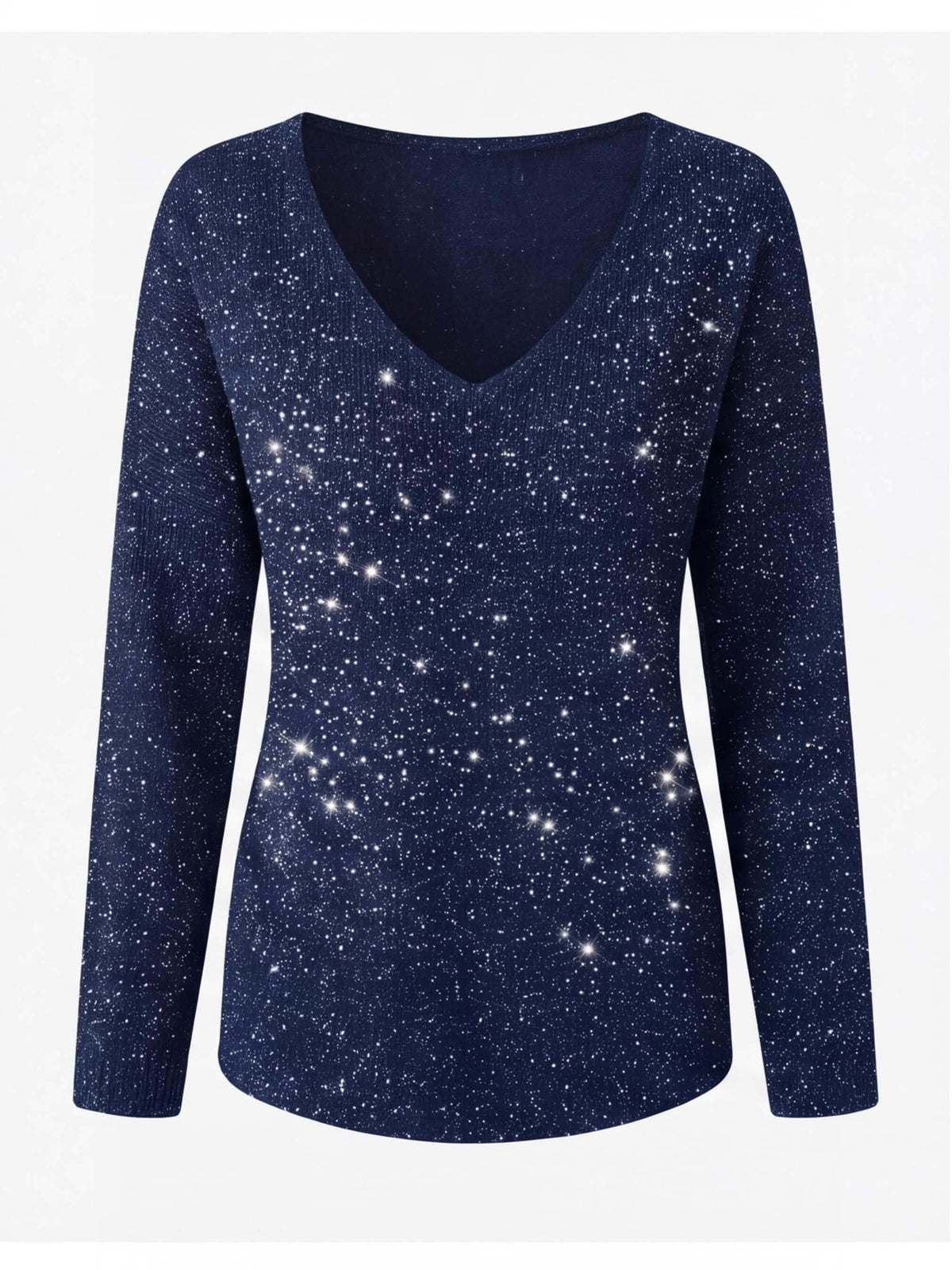 Women’s Sparkle V-Neck Long-Sleeve Statement Top