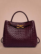 Women’s Woven Handbag with Braided Handle Detail