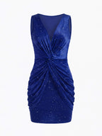 Women’s Sleeveless Bodycon Mini Dress with Rhinestone Detail