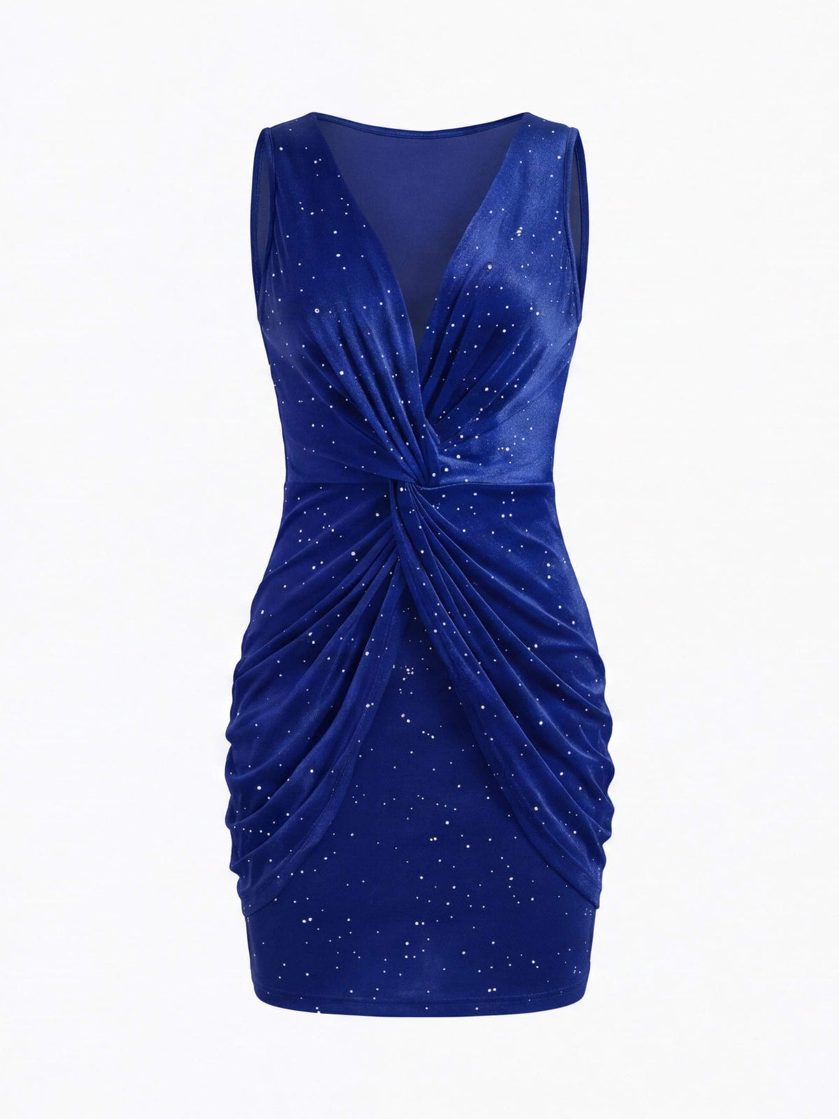 Women’s Sleeveless Bodycon Mini Dress with Rhinestone Detail