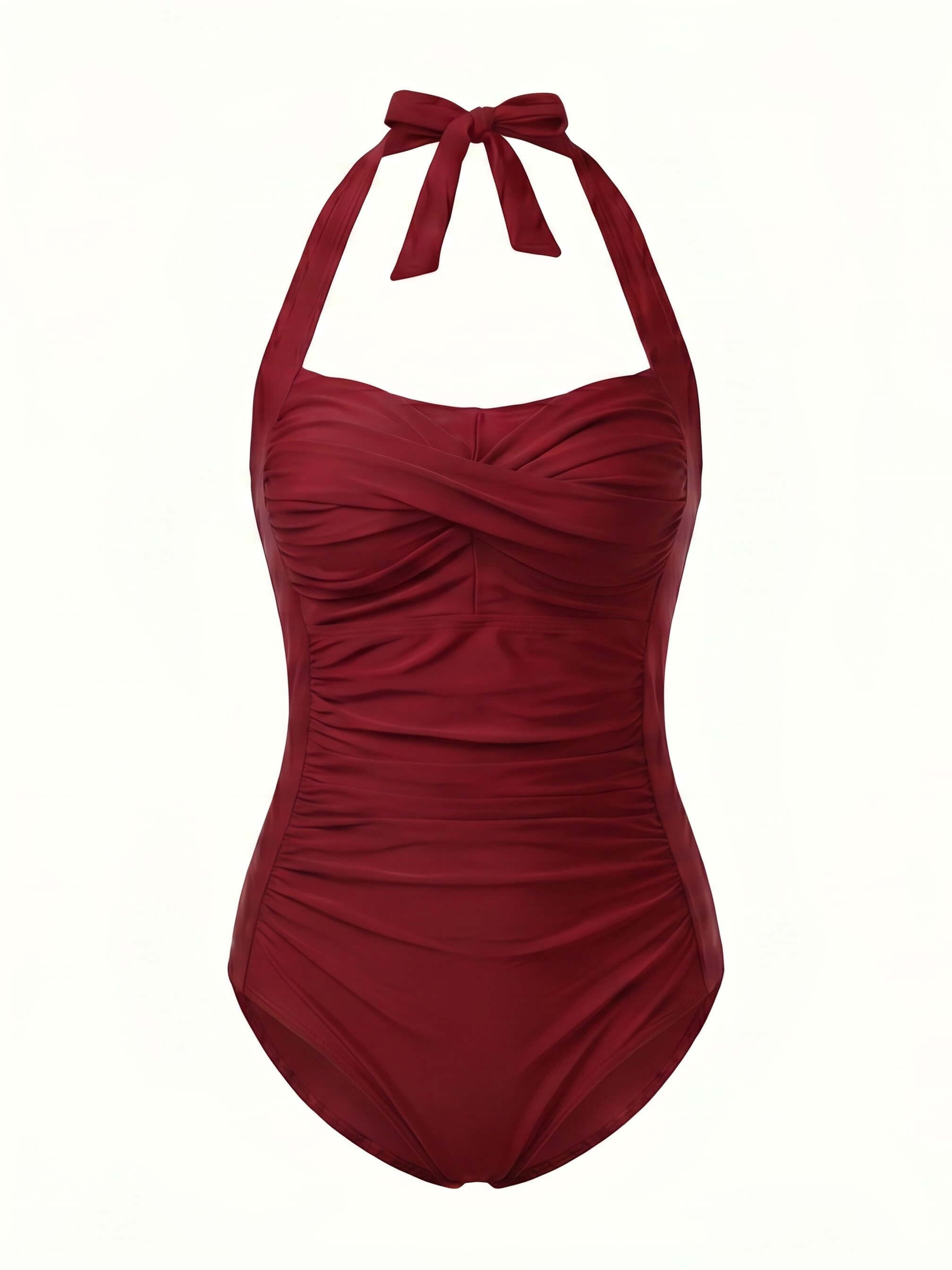 Women’s Halter Ruched One-Piece Swimsuit