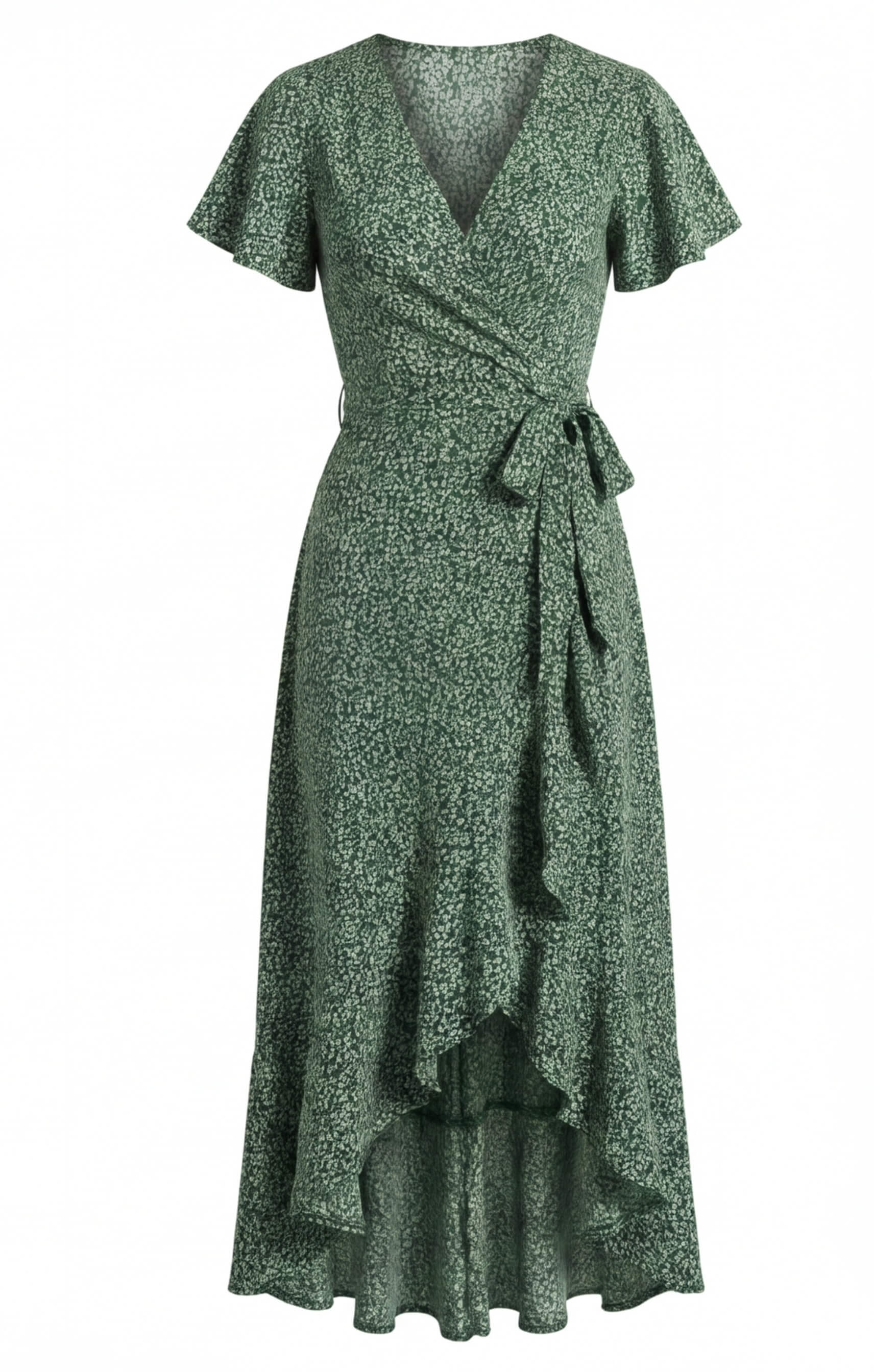 Women’s Dress – Wrap V-Neck Asymmetrical Summer Dress