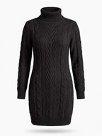 Women’s Cable Knit Turtleneck Mini Dress