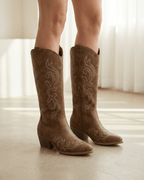 Women’s Knee-High Heeled Boots- Western Stitch