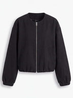 Women’s Cropped Bomber Jacket with Zip Front
