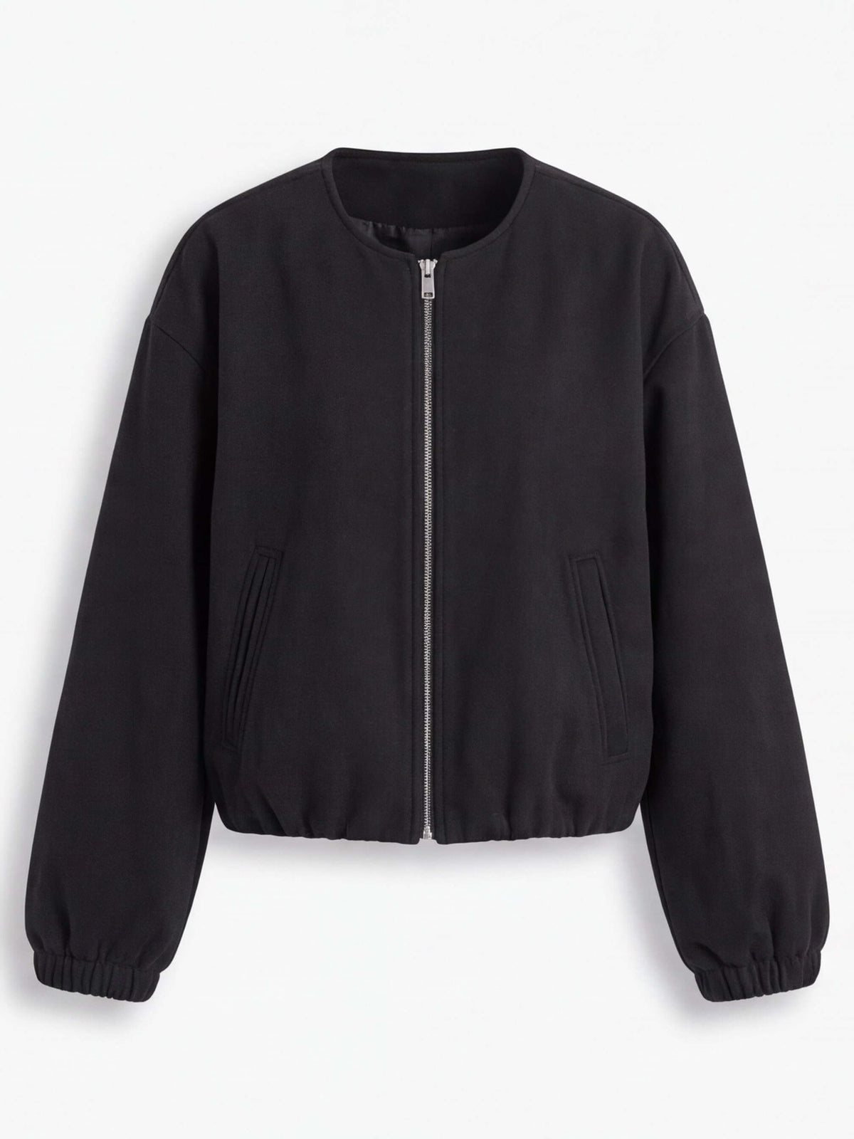 Women’s Cropped Bomber Jacket with Zip Front