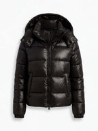 Women’s Hooded Puffer Jacket with Quilted Panels