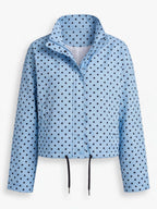 Women’s Polka Dot Drawstring Jacket with High Collar