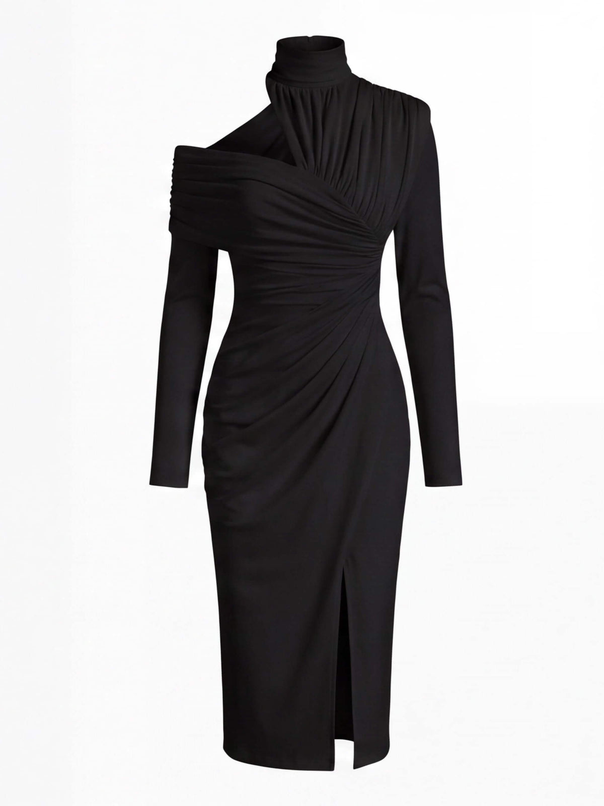 Women’s Asymmetric Off-Shoulder Draped Midi Dress