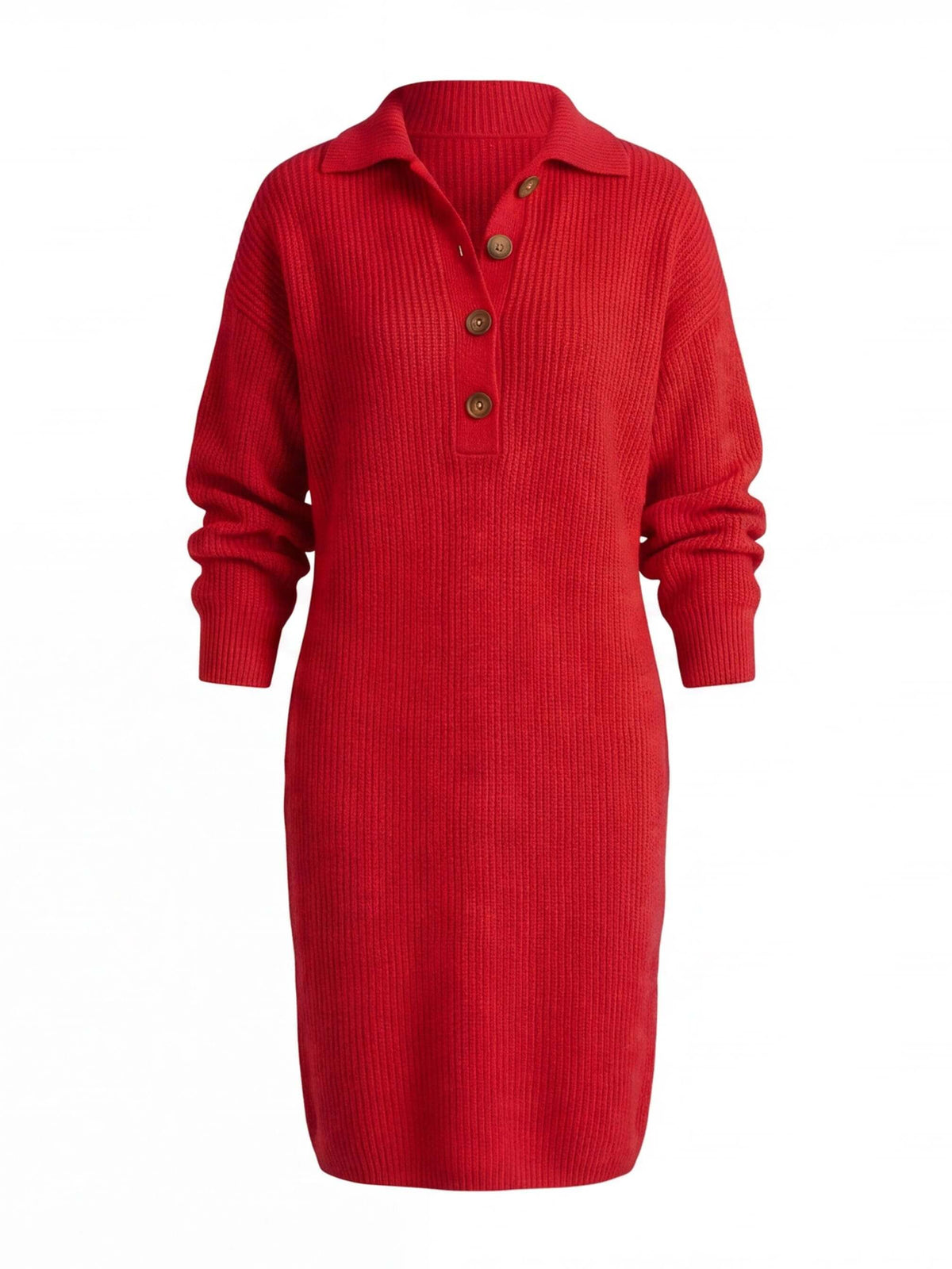 Women’s Button-Neck Knit Sweater Dress