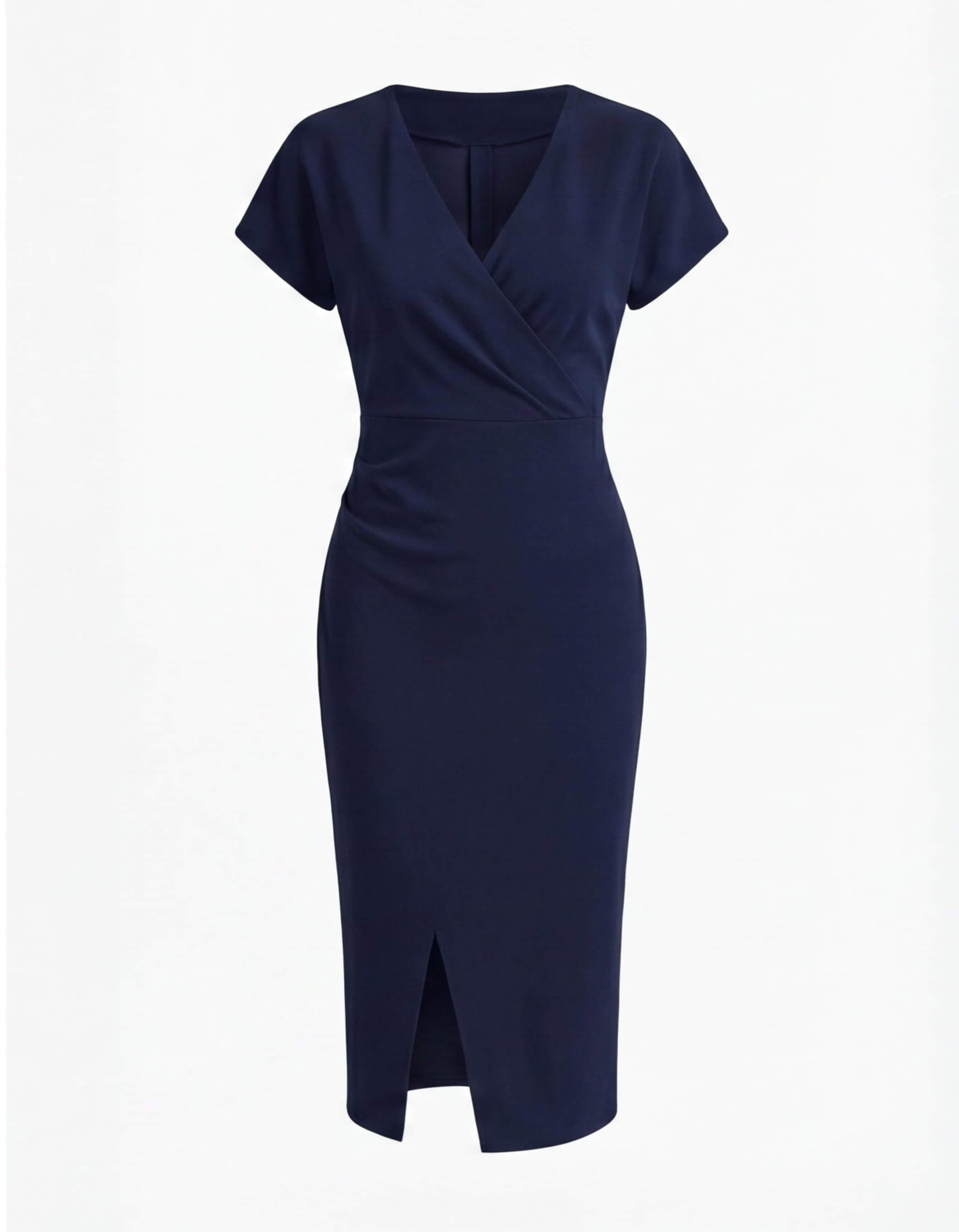 Women’s Midi Dress – Elegant V-Neck Silhouette with Front Split