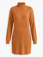 Women’s Ribbed Knit Turtleneck Mini Dress