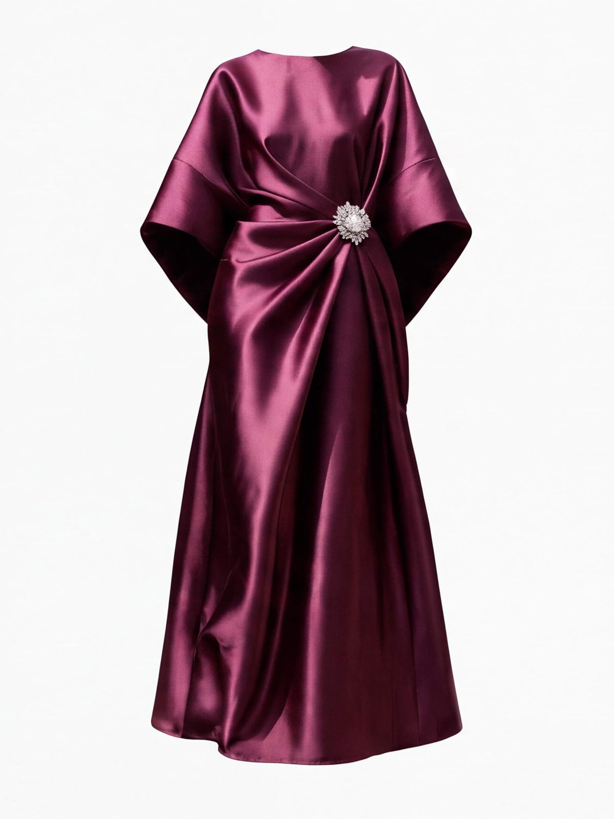 Women’s Draped Embellished Midi Evening Dress