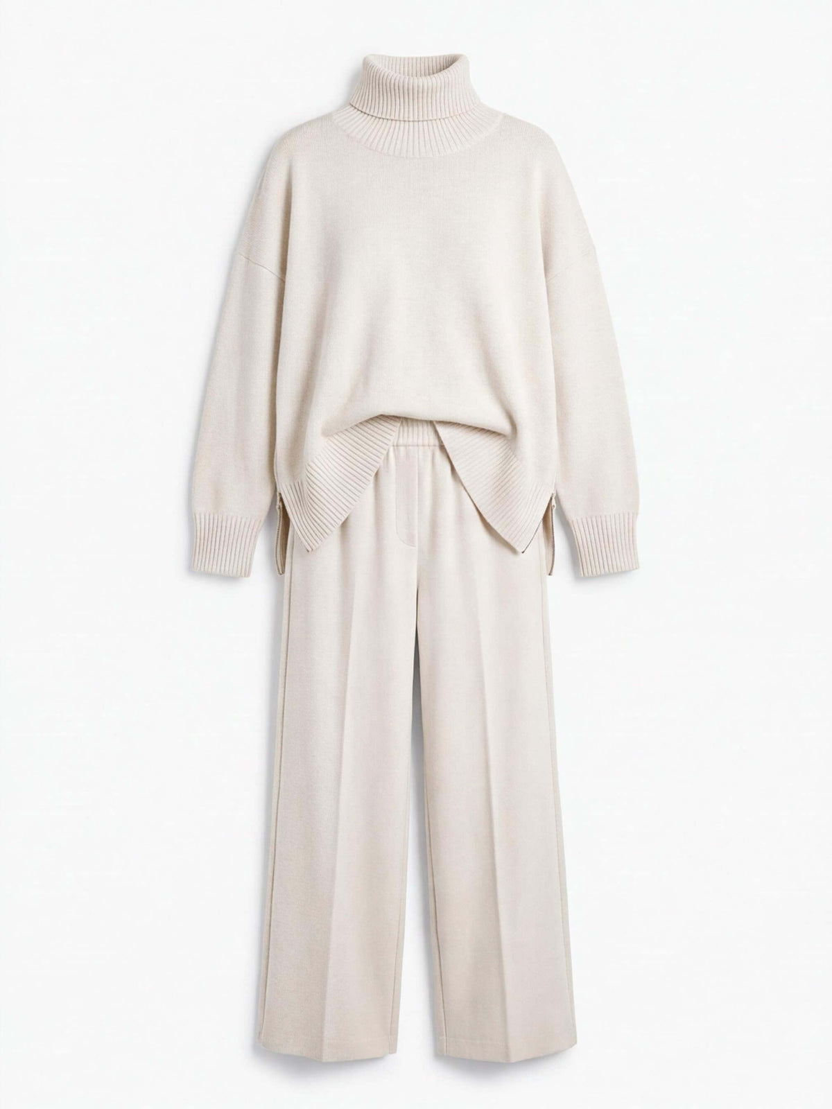 Women’s Relaxed Knit Top and Wide-Leg Trouser Set