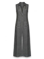 Women’s Sleeveless Collared Wide-Leg Jumpsuit