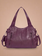 Women’s Structured Zip Pocket Shoulder Bag