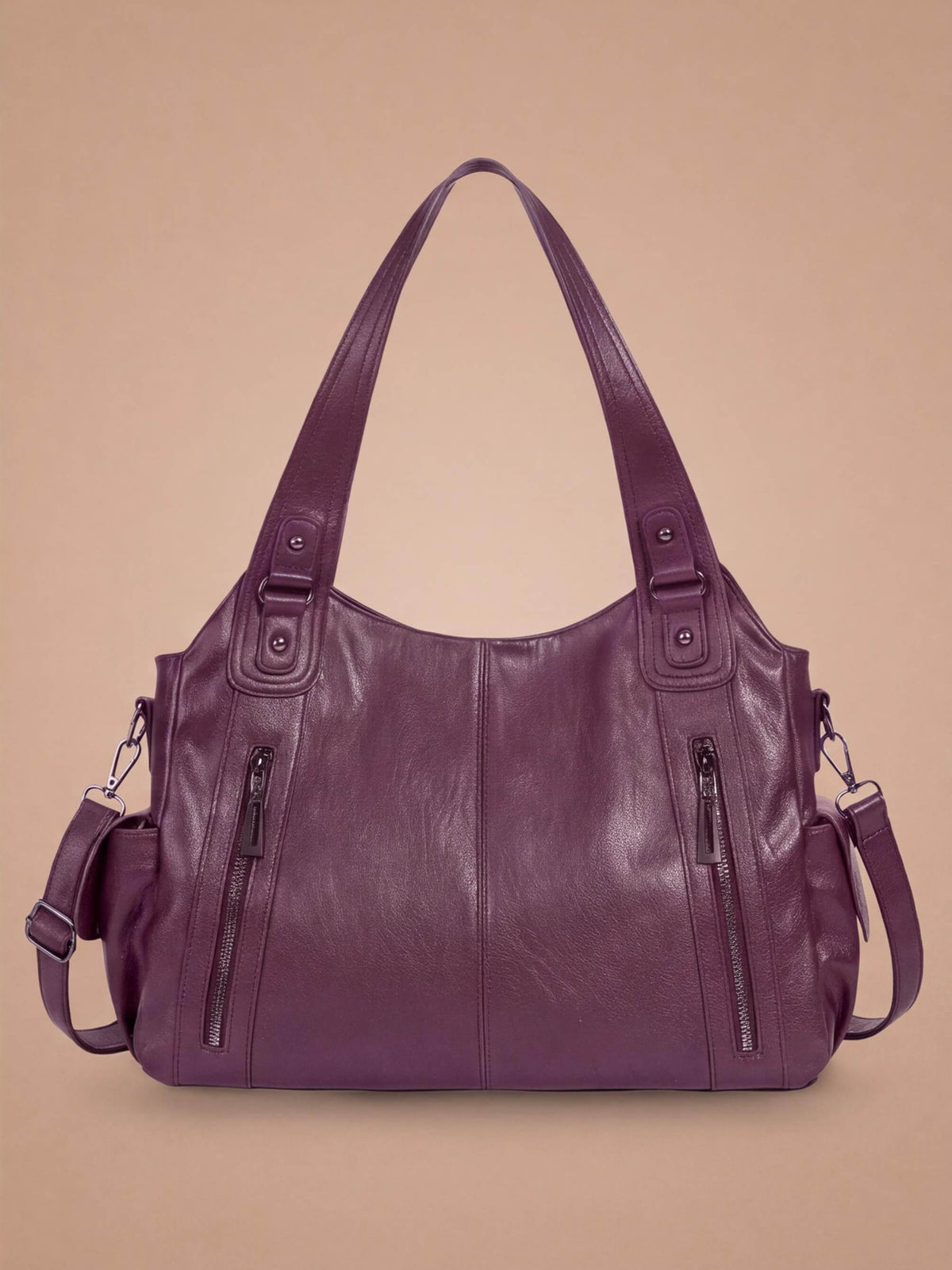 Women’s Structured Zip Pocket Shoulder Bag