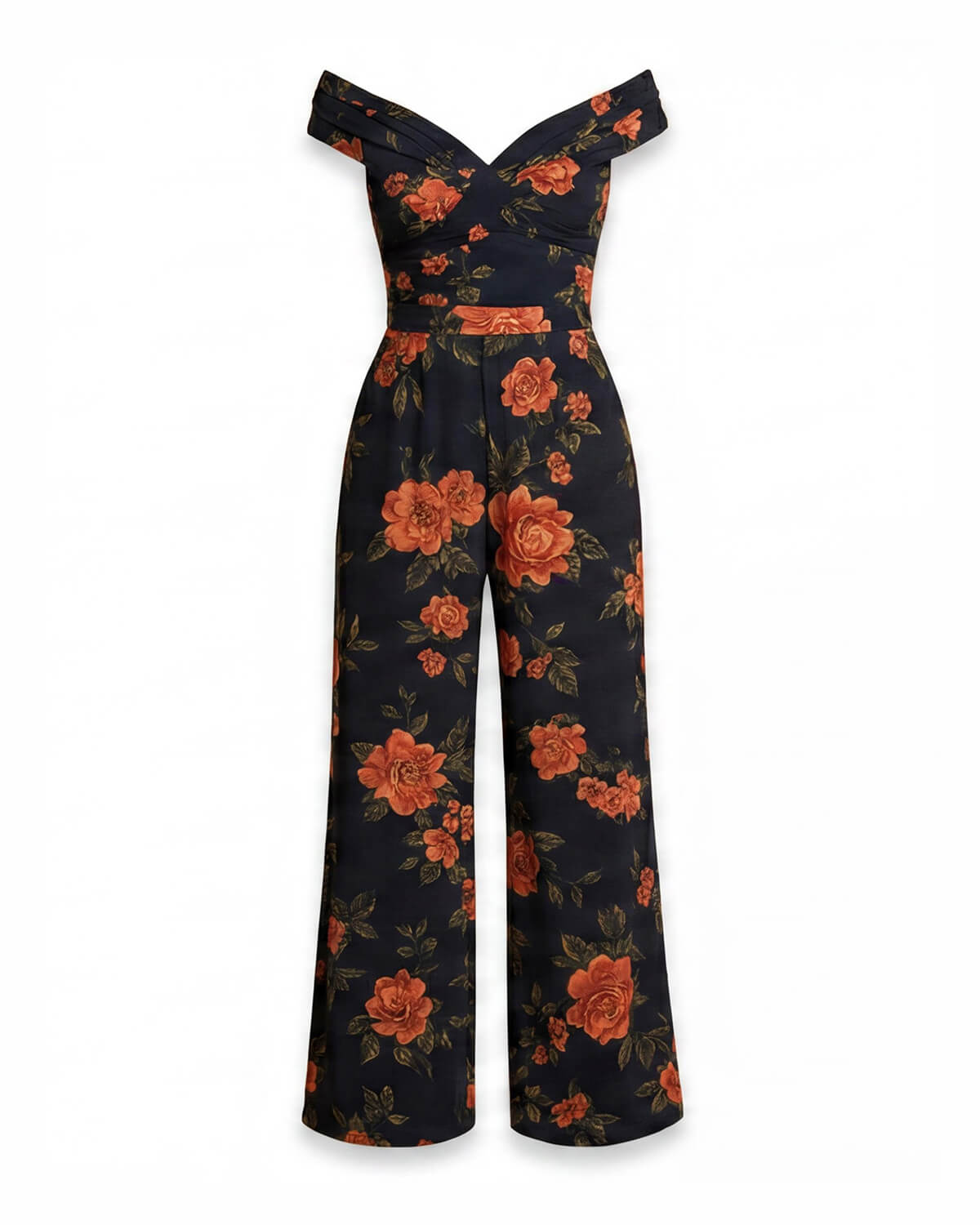 Women’s Jumpsuit – Off-Shoulder Wide-Leg Embroidered Evening Jumpsuit