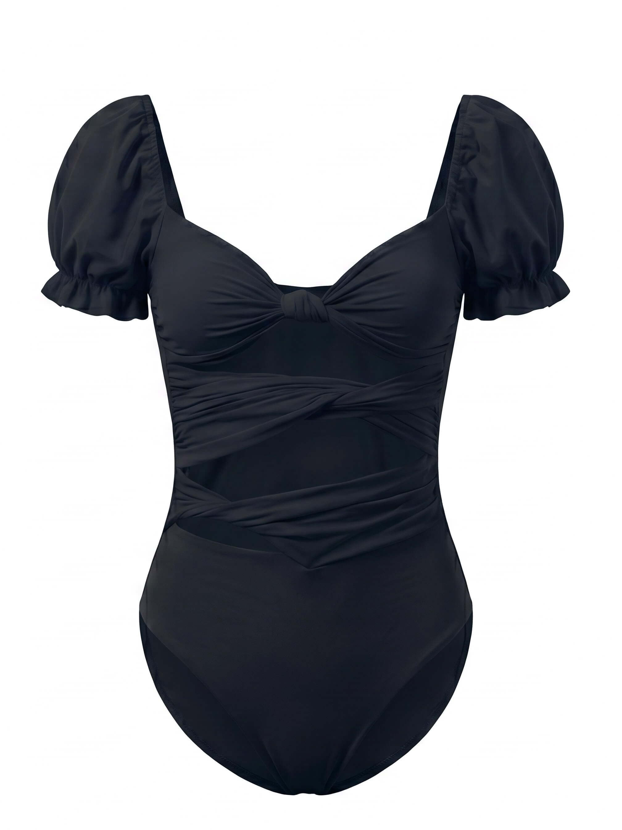 Women’s Puff Sleeve Cut-Out One-Piece Swimsuit