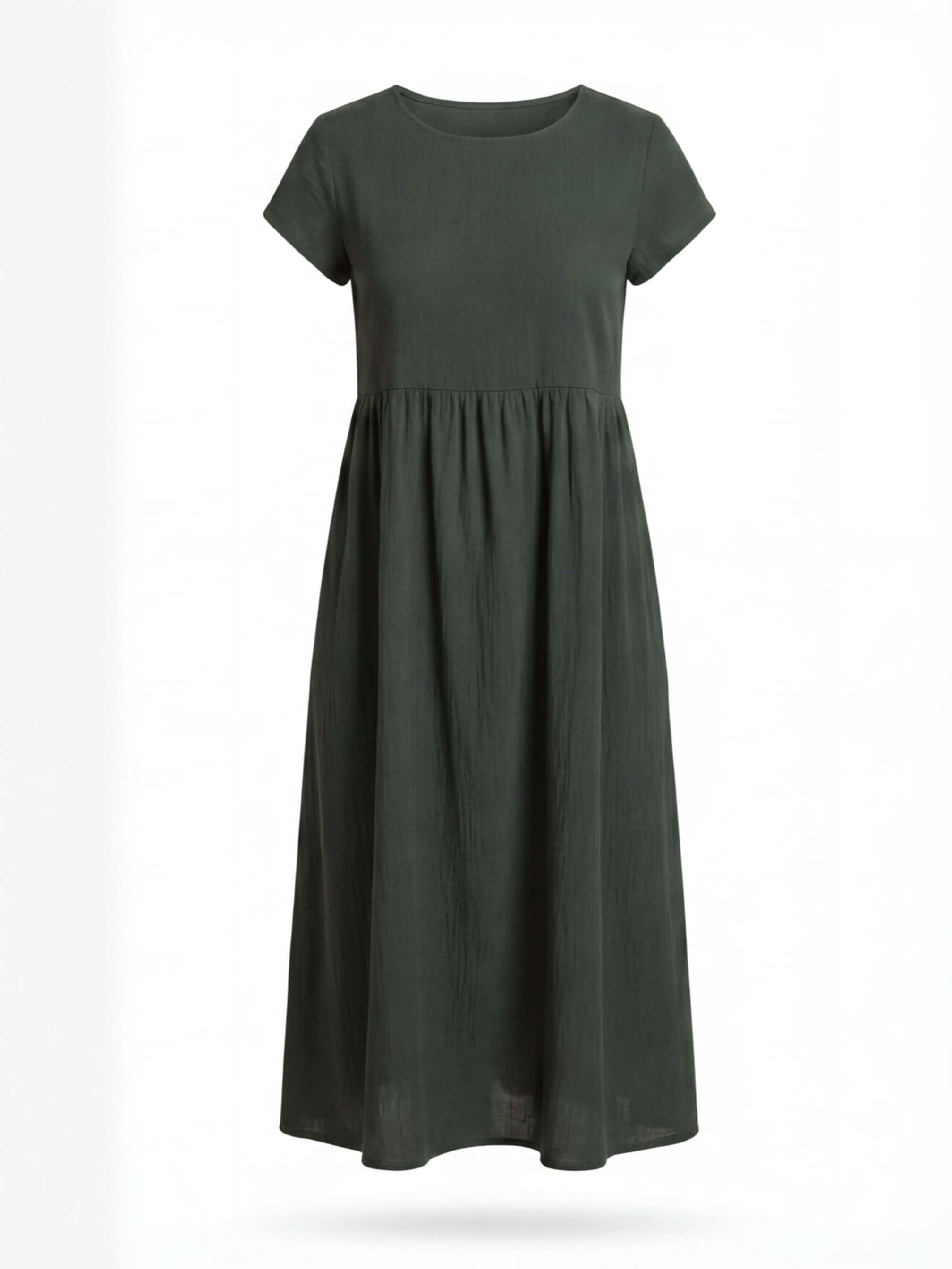 Women's dress – Midi dress with a round neckline and a loose fit