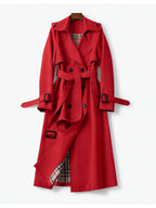 Women’s Belted Double-Breasted Trench Coat with Buckle Cuffs