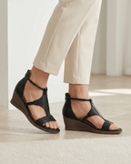 Women’s Wide Strap Ankle-Tie Wedge Sandals