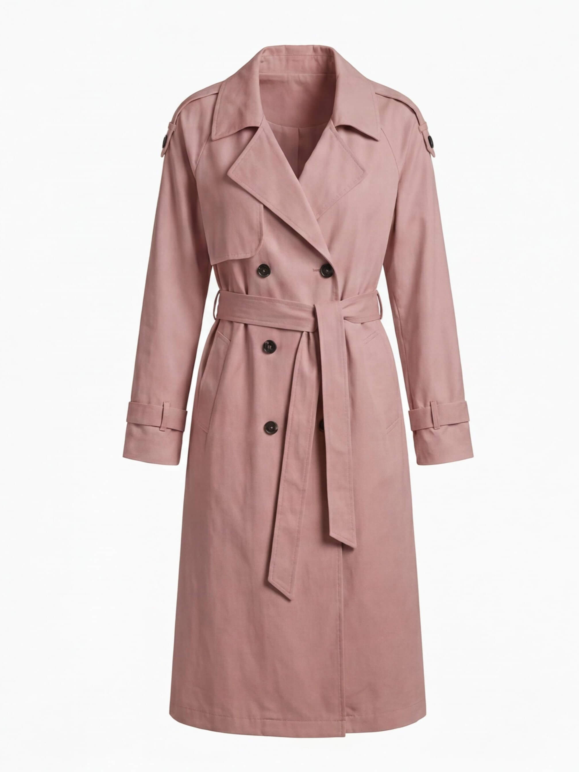 Women’s Long Trench Coat – Belted Waist & Water-Repellent Finish