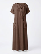 Women’s Bow Neck Pocket Maxi Dress