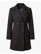 Women’s Double-Breasted Longline Coat with Wide Lapels