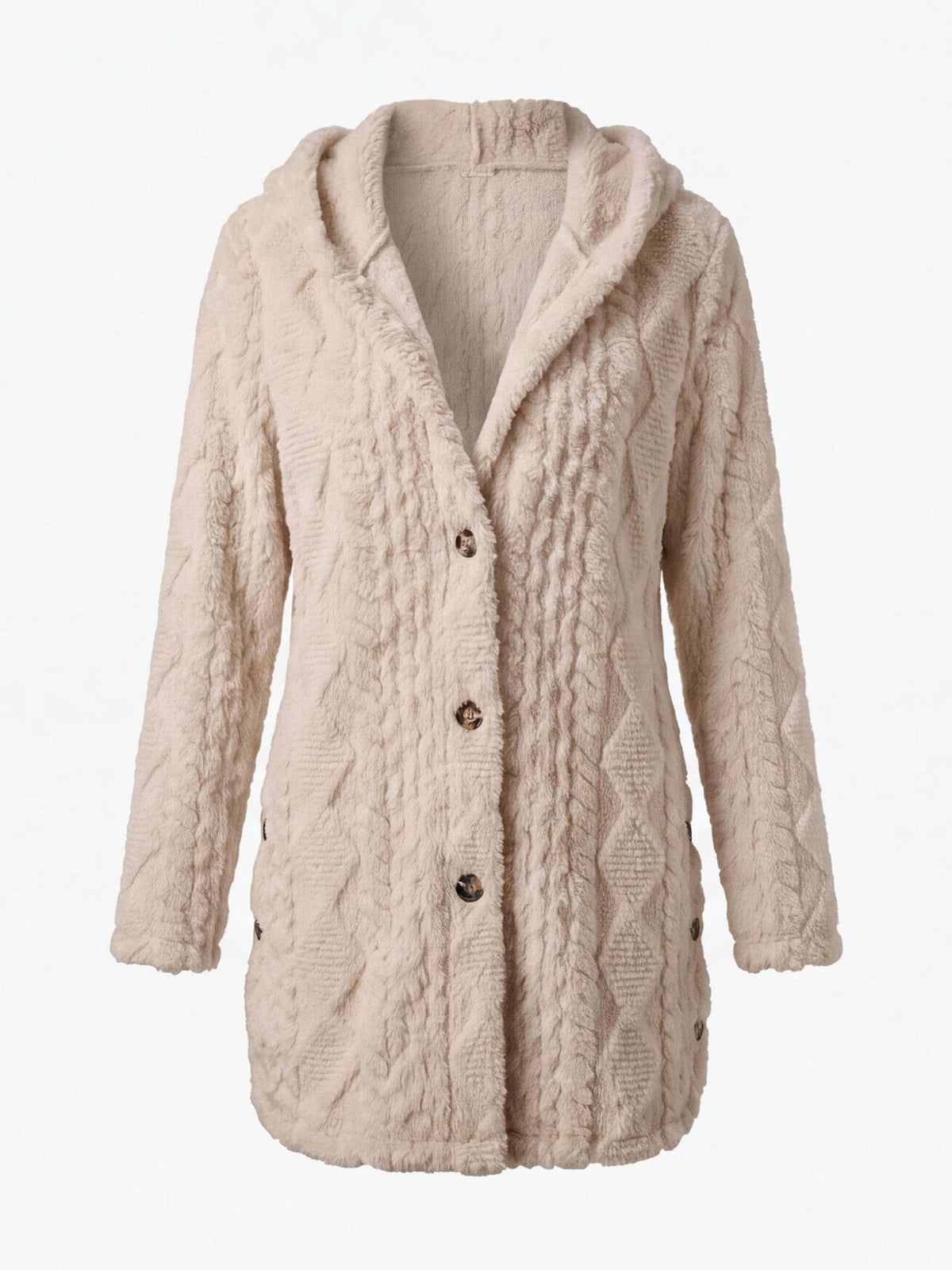 Women’s Textured Faux Fur Button Jacket