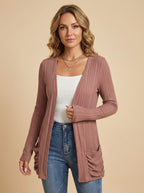 Women’s Ribbed V-Neck Cardigan – Casual Fit & Everyday Comfort