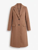 Women’s Long Tailored Button-Up Coat with Lapels