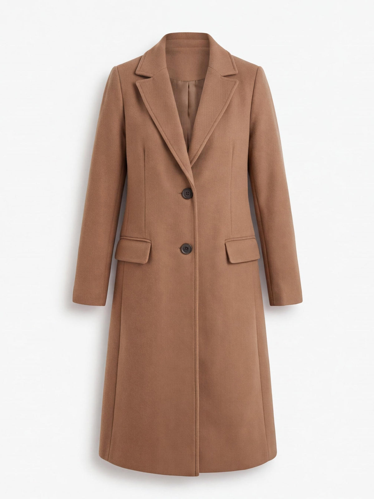 Women’s Long Tailored Button-Up Coat with Lapels