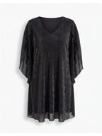 Women’s Glitter V-Neck Cape Sleeve Party Dress