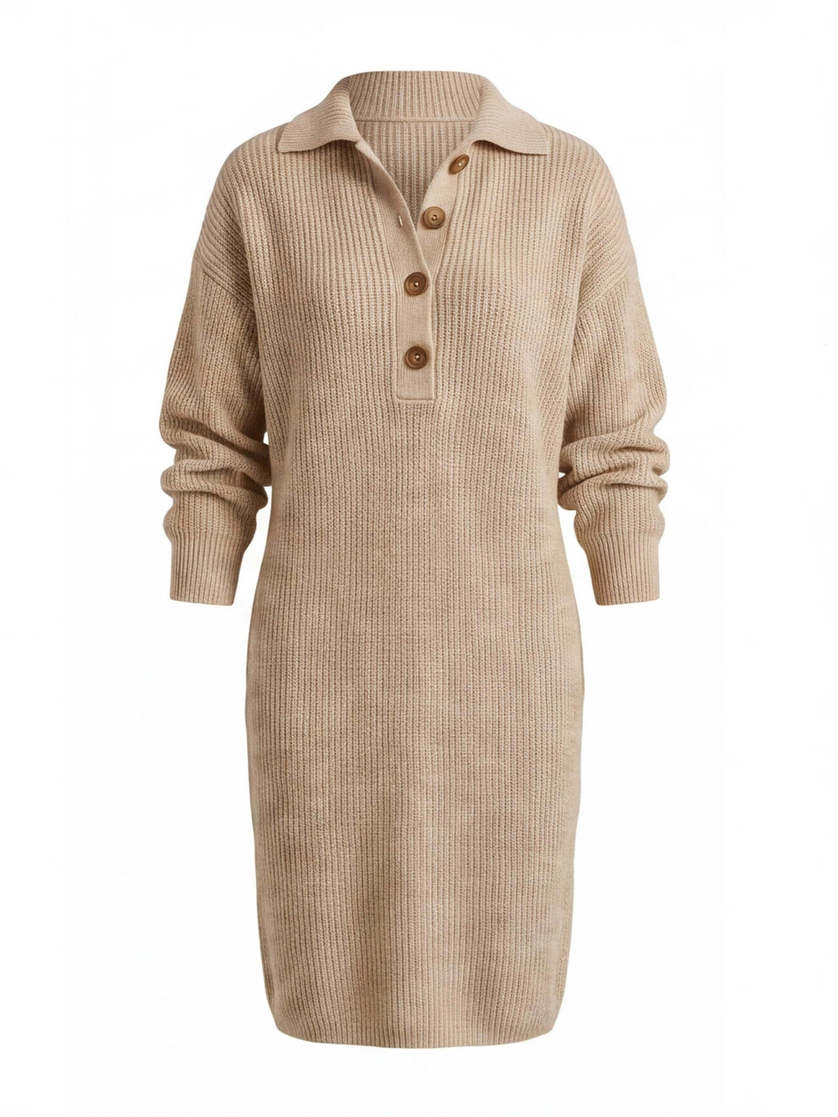 Women’s Button-Neck Knit Sweater Dress