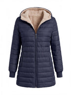 Women’s Quilted Puffer Jacket with Hooded Trim