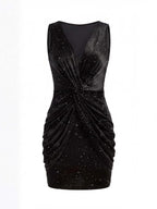 Women’s Sleeveless Bodycon Mini Dress with Rhinestone Detail