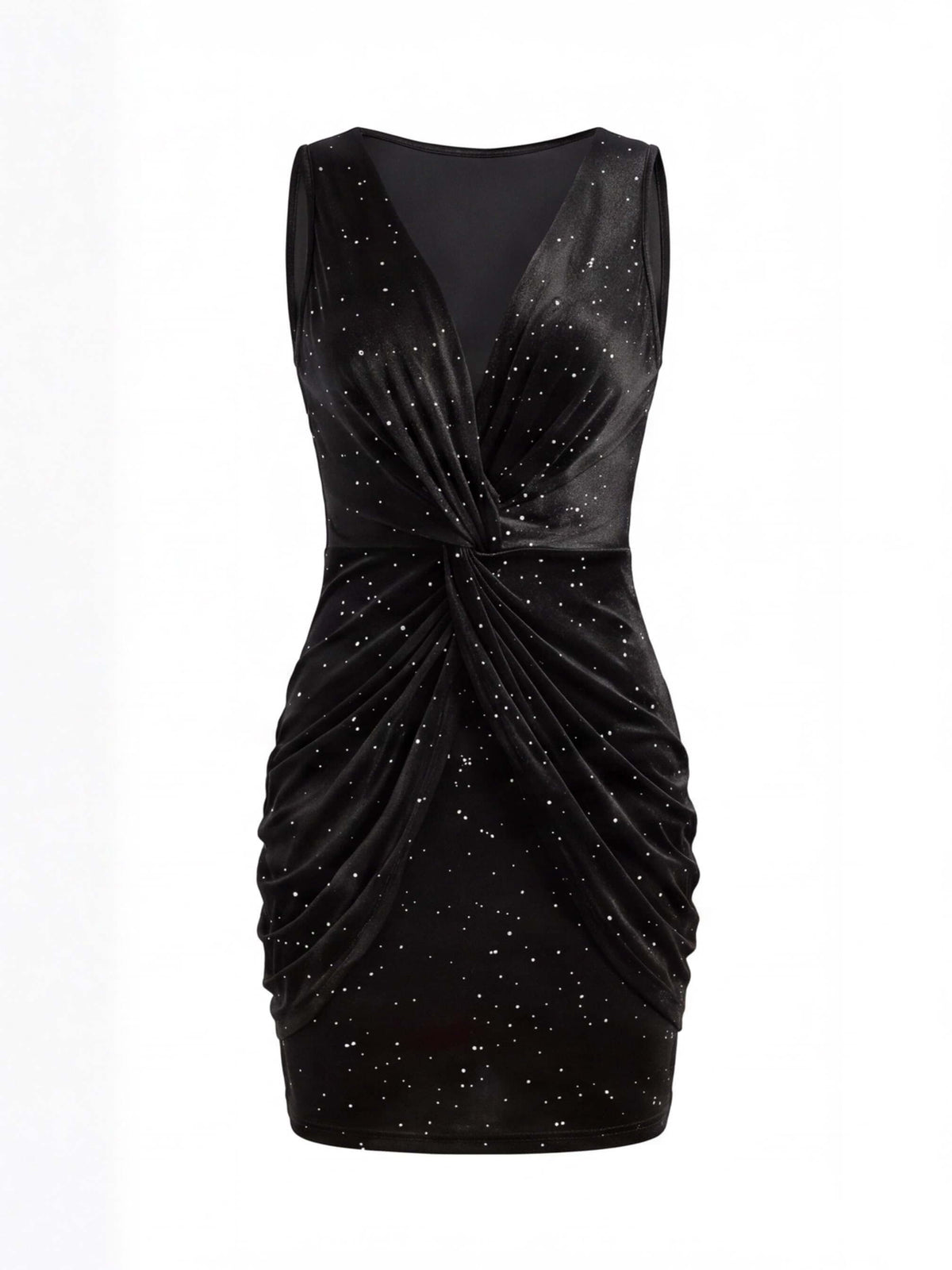 Women’s Sleeveless Bodycon Mini Dress with Rhinestone Detail