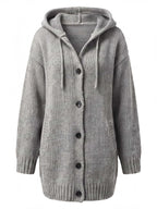 Women’s Chunky Knit Hooded Button-Up Cardigan